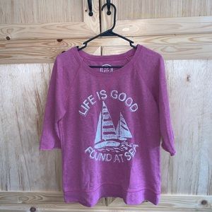Life is Good pink “Found at sea” sweatshirt size S